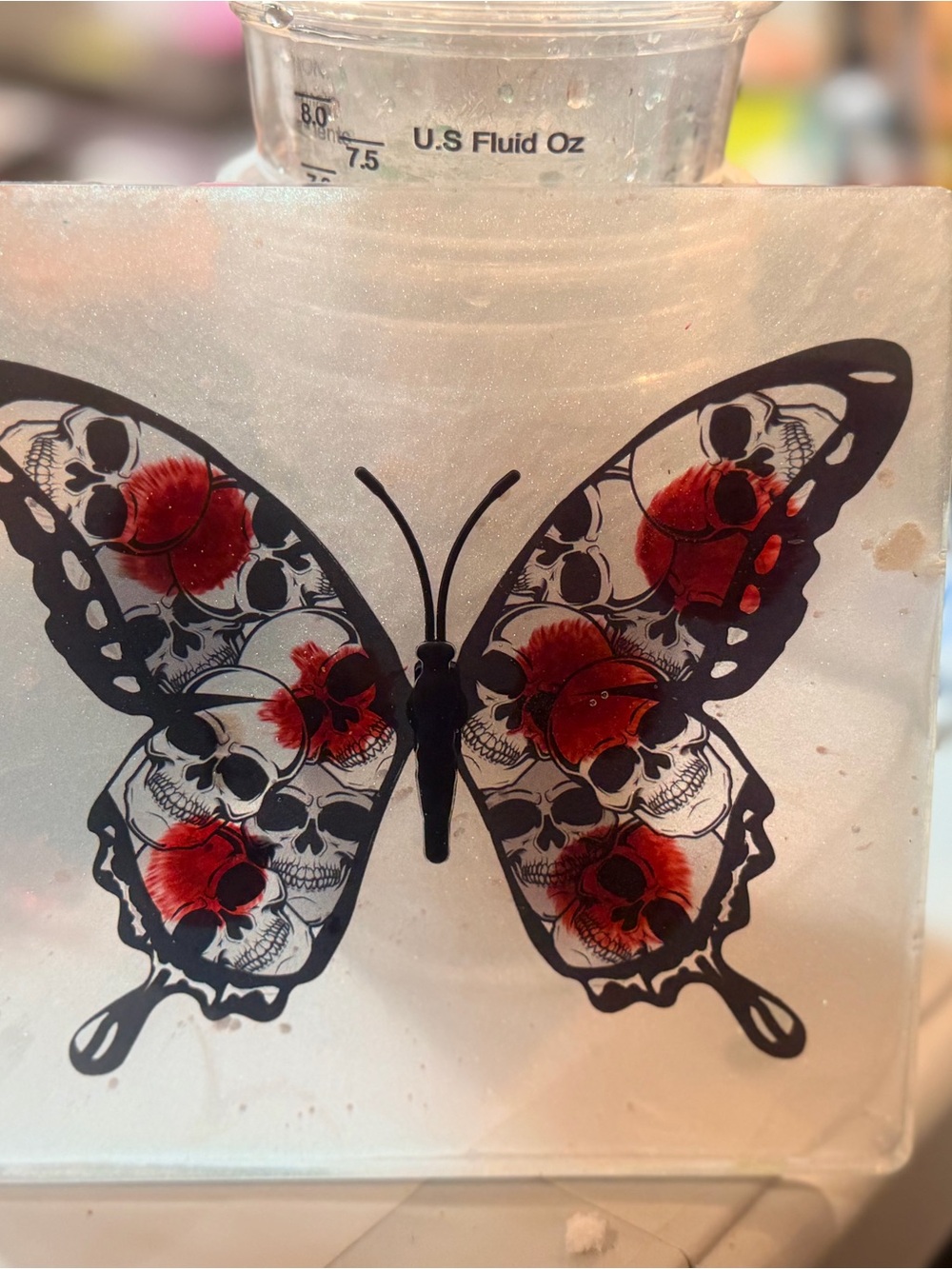 Black & Red Skull Butterfly Art - Decorative Home Decor